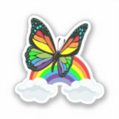 Vlinder met Regenboog Sticker (Voorkant)