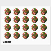 Vlinder met Rode Bloemen Ronde Sticker (Vel)