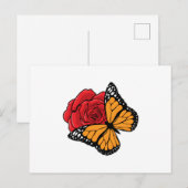 Vlinder met roos briefkaart (Voorkant / Achterkant)