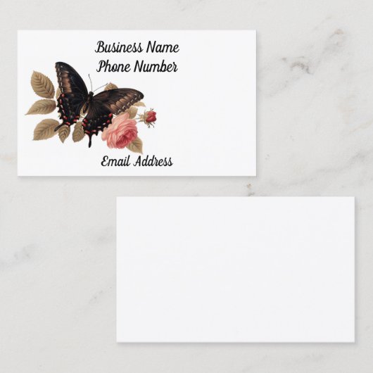 Vlinder met Rozen Visitekaartje (Voorkant / Achterkant)