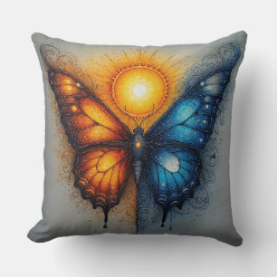 Vlinder met twee kleuren boven heldere zon kussen