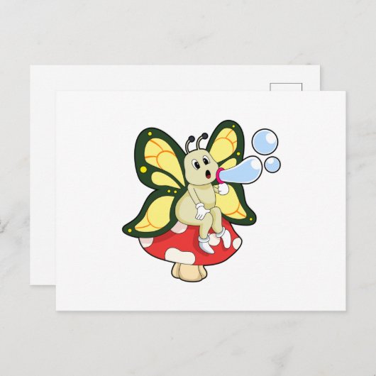 Vlinder met zeepbellen briefkaart (Voorkant / Achterkant)