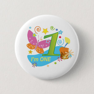 Vlinder: Mijn eerste verjaardag Ronde Button 5,7 Cm
