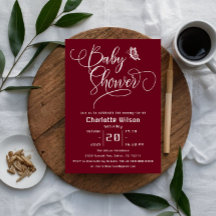 Vlinder Modern Minimaal Dieprode Baby Shower