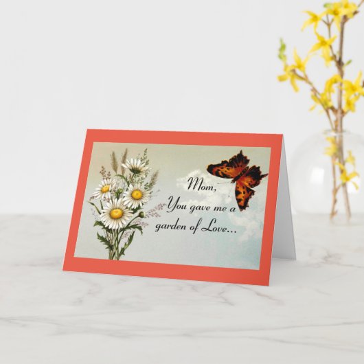  vlinder Moederdag Kaart (Gele Bloem)