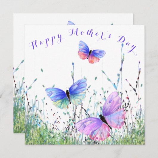 Vlinder Moederdag Kaart Vliegende Vlinders (Voorkant / Achterkant)