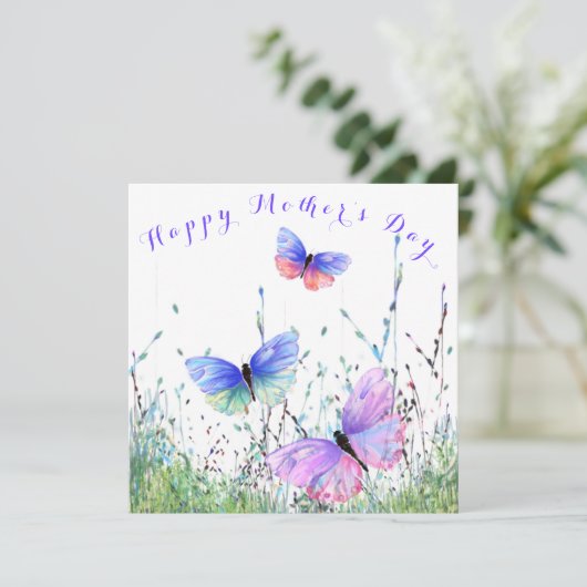 Vlinder Moederdag Kaart Vliegende Vlinders (Staand voorkant)