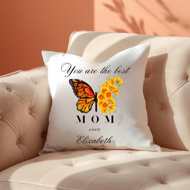 Vlinder Moederdag Kussen met Bloemen en Personalis (Creator heeft geüpload)