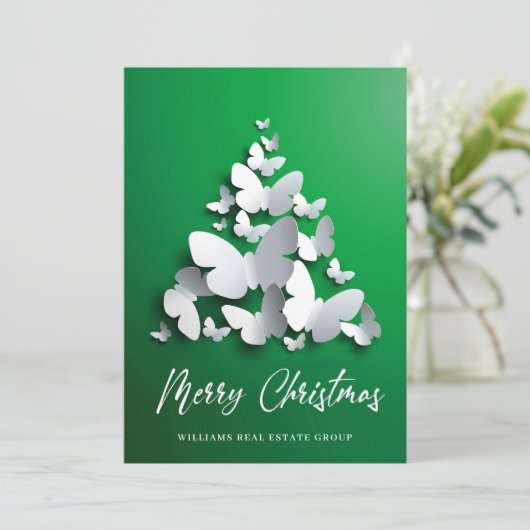 Vlinder Monarch Kerst Bedrijfs Groet Feestdagenkaart (Staand voorkant)