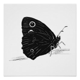 Vlinder monochrome print / poster