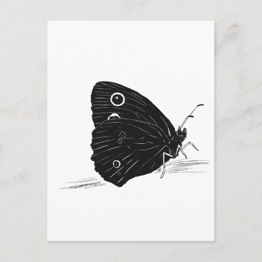 Vlinder Monochroom Briefkaart (Voorkant)