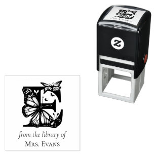 Vlinder Monogram Letter E Uit de Bibliotheek Van Zelfinktende Stempel