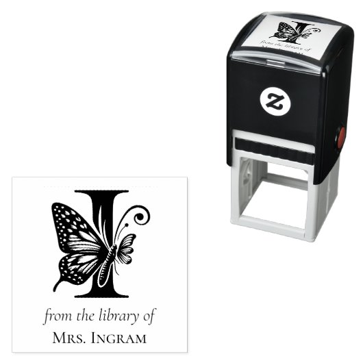 Vlinder Monogram Letter I Uit de Bibliotheek Van Zelfinktende Stempel (In situ)