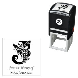 Vlinder Monogram Letter J Uit de Bibliotheek Van Zelfinktende Stempel