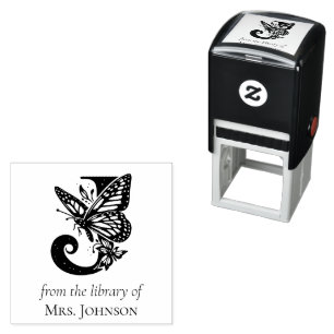 Vlinder Monogram Letter J Uit de Bibliotheek Van Zelfinktende Stempel