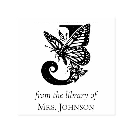 Vlinder Monogram Letter J Uit de Bibliotheek Van Zelfinktende Stempel (Design)