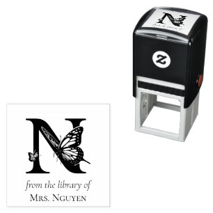 Vlinder Monogram Letter N Uit de Bibliotheek Van Zelfinktende Stempel