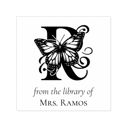 Vlinder Monogram Letter R Uit de Bibliotheek Van Zelfinktende Stempel (Design)