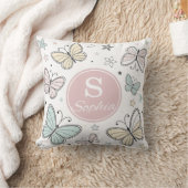 Vlinder Monogram Meisjes Cadeau met Naam Kussen (Deken)