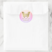Vlinder Monogram Regenboog Gradiënt Wimper Shampoo Ronde Sticker (Tas)