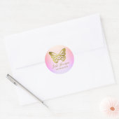 Vlinder Monogram Regenboog Gradiënt Wimper Shampoo Ronde Sticker (Envelop)