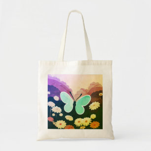 Vlinder, mooie bloemen tote bag