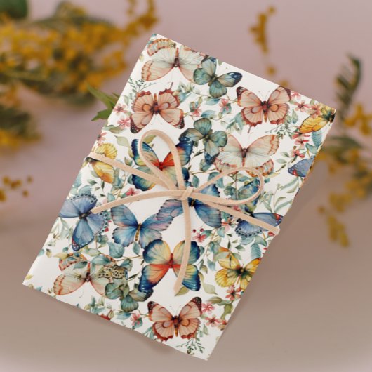 vlinder mooie crème decoupage cadeaupapier