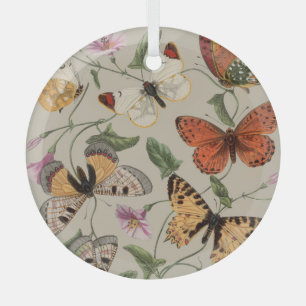 Vlinder Mot Natuur Collectie Tekening Glas Ornament