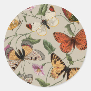 Vlinder Mot Natuur Collectie Tekening Ronde Sticker