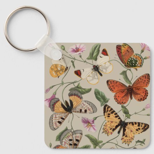 Vlinder Mot Natuur Collectie Tekening Sleutelhanger (Voorkant)