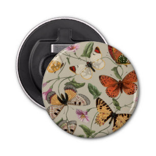 Vlinder Moth Natuur Collectie Tekening Button Flesopener