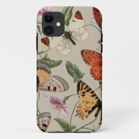 Vlinder Moth Natuur Collectie Tekening Case-Mate iPhone Case (Achterkant)