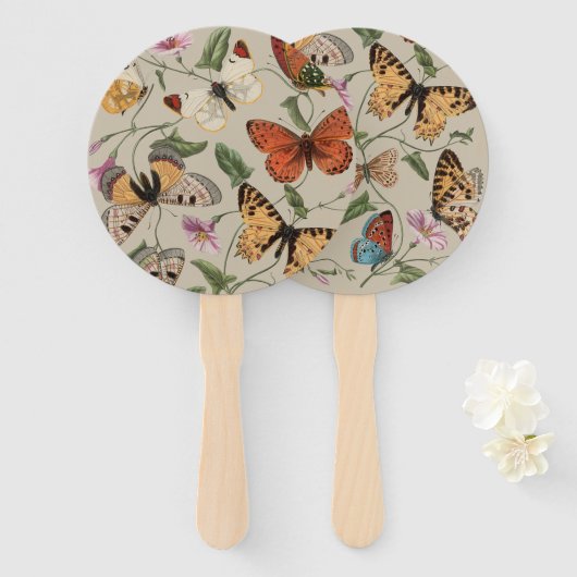 Vlinder Moth Natuur Collectie Tekening Handwaaier (Voorkant en achterkant)