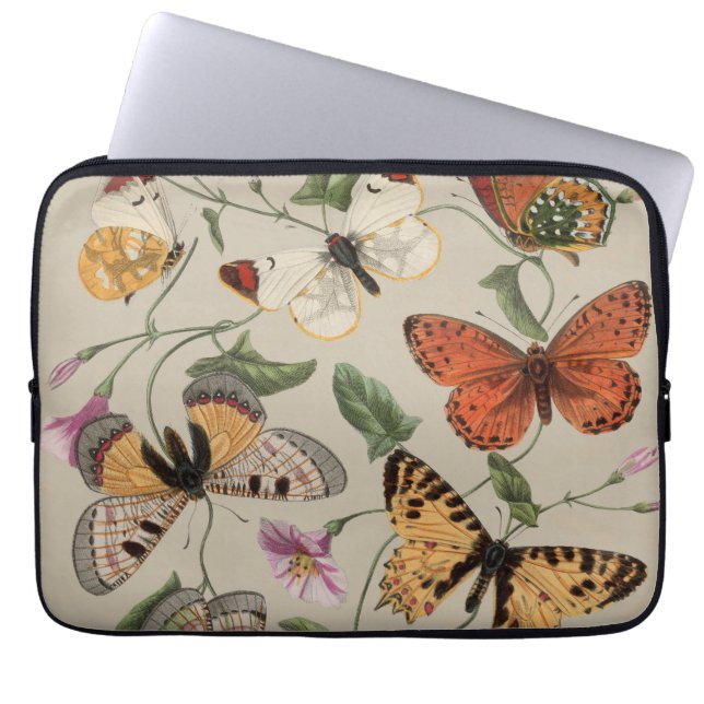 Vlinder Moth Natuur Collectie Tekening Laptop Sleeve (Voorkant)