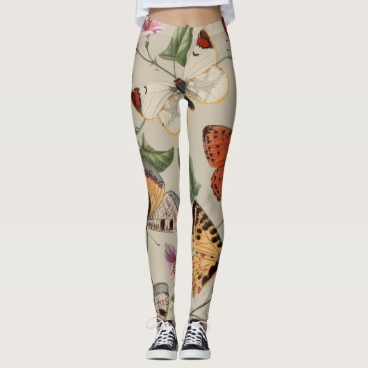 Vlinder Moth Natuur Collectie Tekening Leggings (Voorkant)