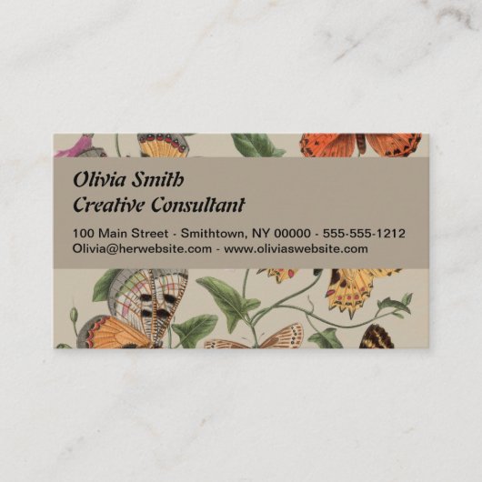 Vlinder Moth Natuur Collectie Tekening Visitekaartje (Voorkant)