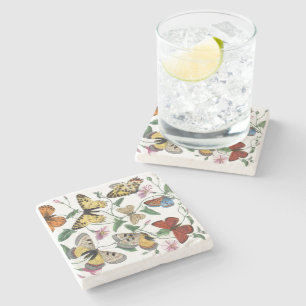 vlinder & motschilderij stenen onderzetter