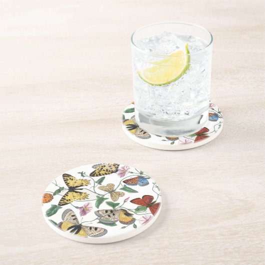 vlinder & motschilderij zandsteen onderzetter (Zijkant)