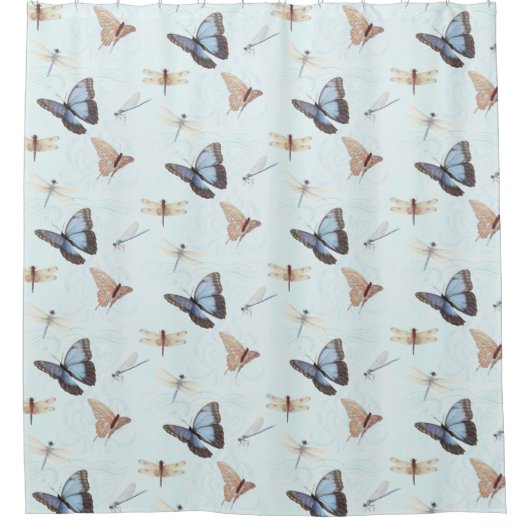 vlinder n Dragonfly Swirl Scroll Painting Douchegordijn (Voorkant)