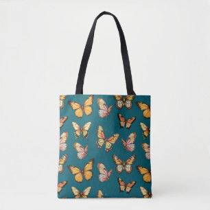 Vlinder naadloos patroon. monarchvlinder tote bag