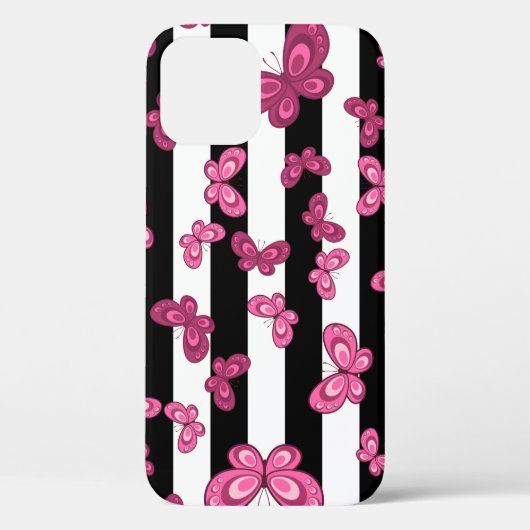 Vlinder naadloos patroon op witte achtergrond. Pa Case-Mate iPhone Case (Achterkant)