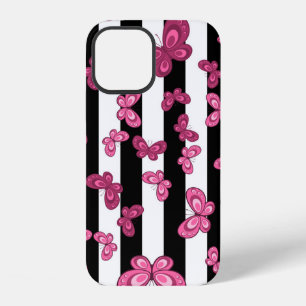 Vlinder naadloos patroon op witte achtergrond. Pa iPhone 12 Hoesje