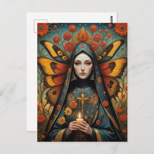Vlinder non holding kaars briefkaart (Voorkant / Achterkant)