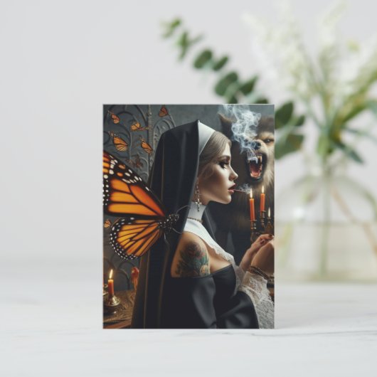Vlinder non weerwolf horror briefkaart (Staand voorkant)