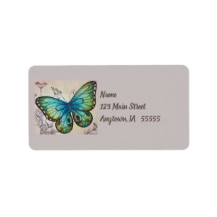 vlinder nr. 7 Waterverf art. Etiket