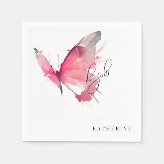 Vlinder Oh Meisje Custom Wit Baby shower Servet (Voorkant)