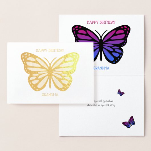 vlinder oma aangepast verjaardagsgoud folie kaarten (Display)