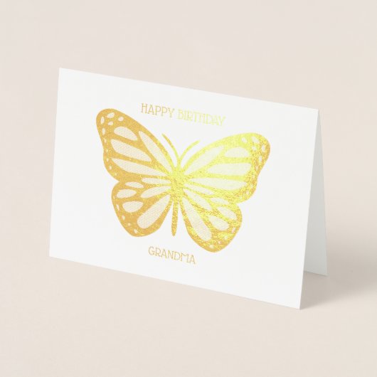 vlinder oma aangepast verjaardagsgoud folie kaarten (Voorkant)