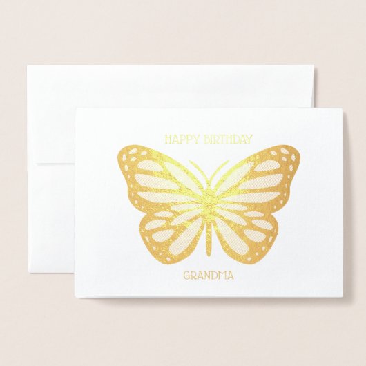  vlinder oma aangepast verjaardagsgoud folie kaarten (Voorkant met envelop)