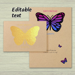 vlinder oma aangepast verjaardagsgoud folie kaarten